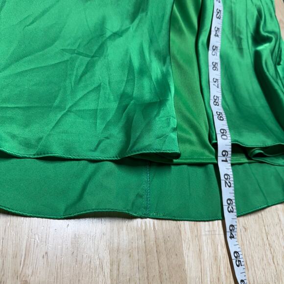 Mac Duggal NWT Spring Green Satin Ruched Rhinestone Bust Mermaid Maxi Gown Sz 2 - Picture 7 of 7